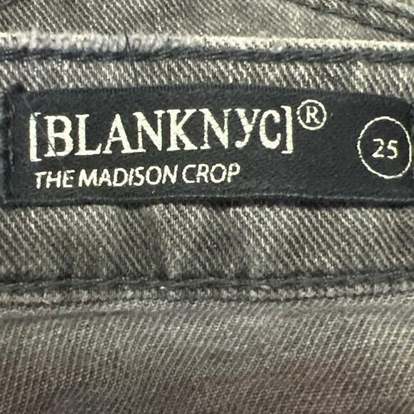 Blank NYC Black Madison Floral Embroidered Crop Straight Denim Jeans Size 25 - Picture 5 of 6